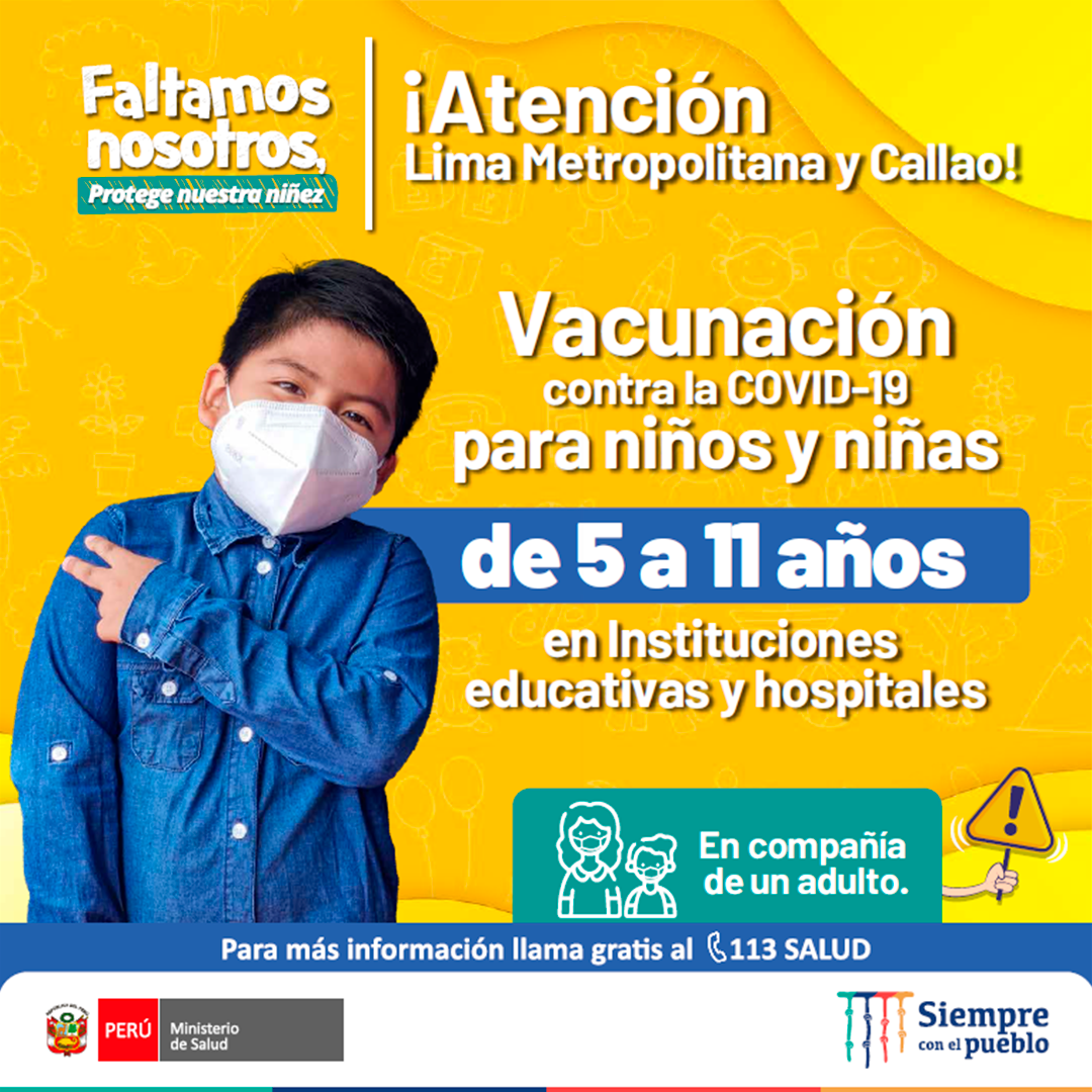 Centro de vacunas para niños de 5 a 11 años (Lima Metropolitana y Callao)